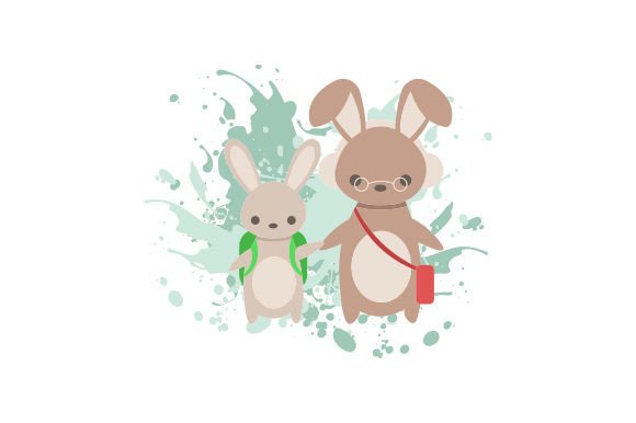 Bunny School Watercolor: Crafts & Animals Asset