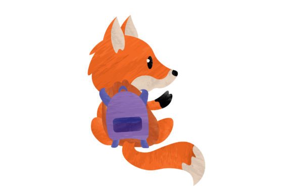 Cute Fox with Backpack Watercolor for School Amp Crafts