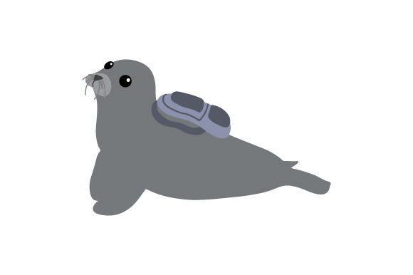 Cute Seal with Backpack: School Amp Crafts Design