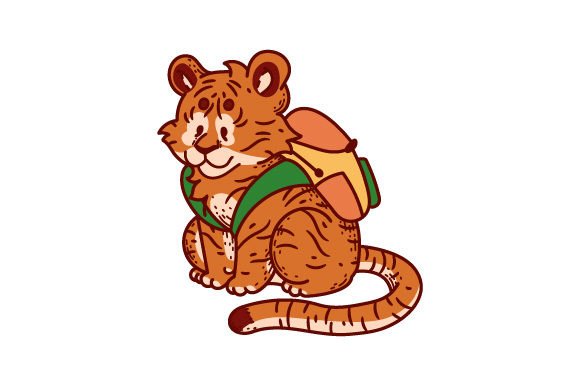 Cute Tiger with Backpack: Crafts & School Amp Assets